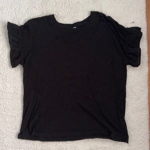 Black Old Navy short ruffle sleeve tee